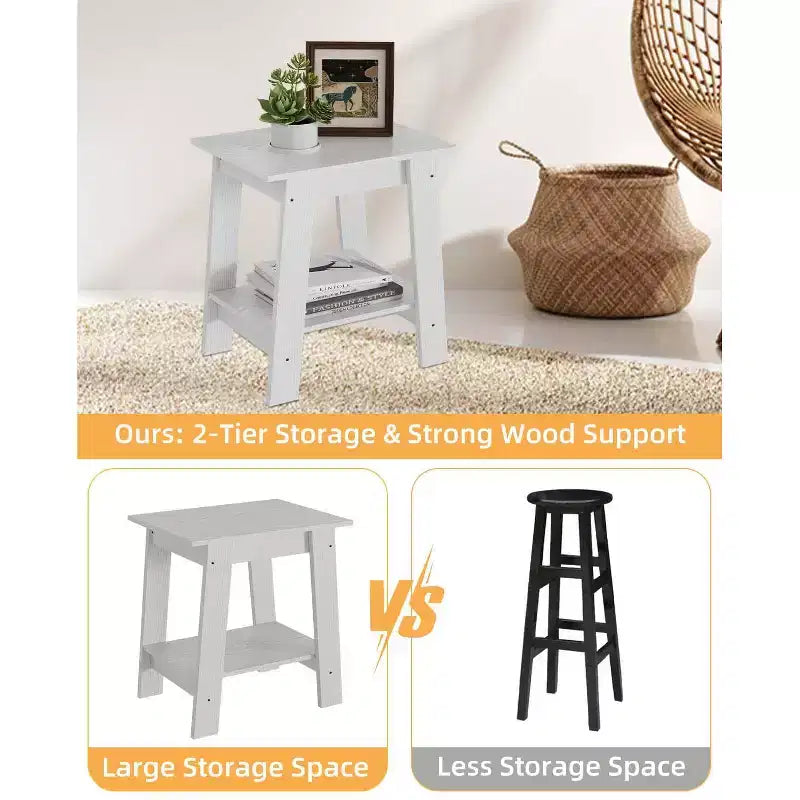 Table d'appoint, bout de canapé avec étagère de rangement à 2 niveaux, pour petits espaces, gris
