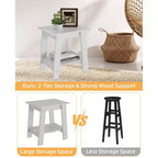 Table d'appoint, bout de canapé avec étagère de rangement à 2 niveaux, pour petits espaces, gris