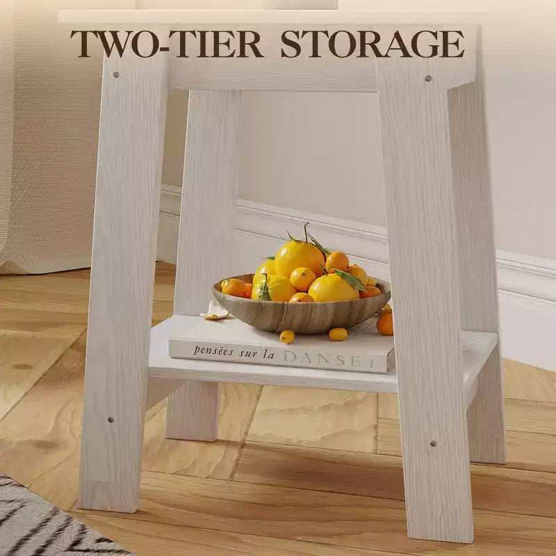 Table d'appoint, bout de canapé avec étagère de rangement à 2 niveaux, pour petits espaces, gris