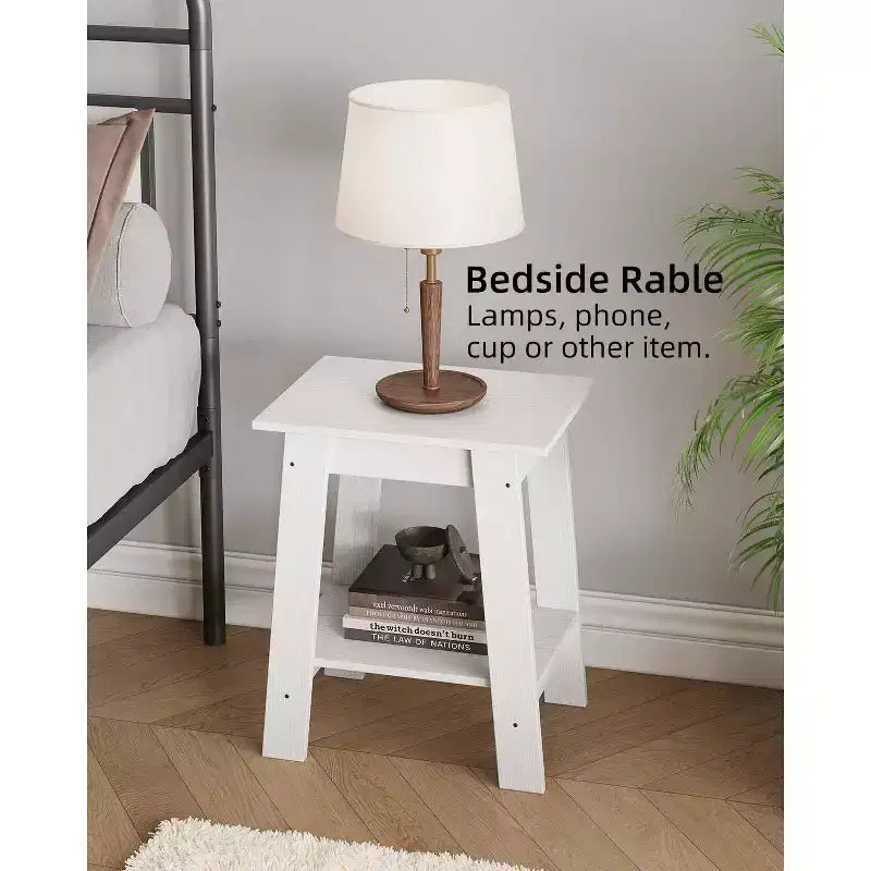Table d'appoint, bout de canapé avec étagère de rangement à 2 niveaux, pour petits espaces, gris