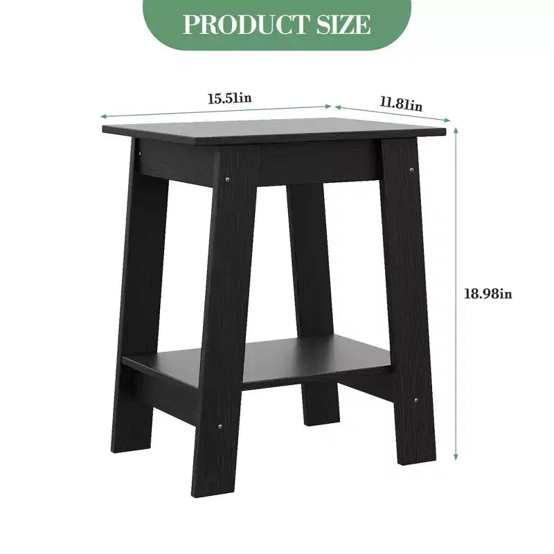 Table d'appoint, bout de canapé avec étagère de rangement à 2 niveaux, pour petits espaces, gris