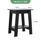 Table d'appoint, bout de canapé avec étagère de rangement à 2 niveaux, pour petits espaces, gris