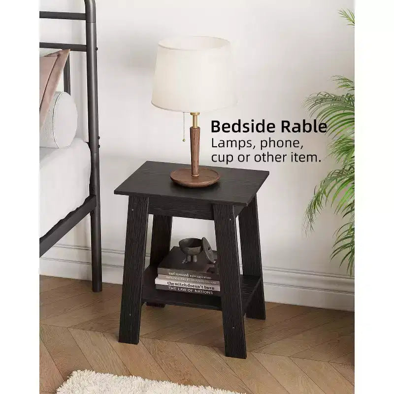 Table d'appoint, bout de canapé avec étagère de rangement à 2 niveaux, pour petits espaces, gris