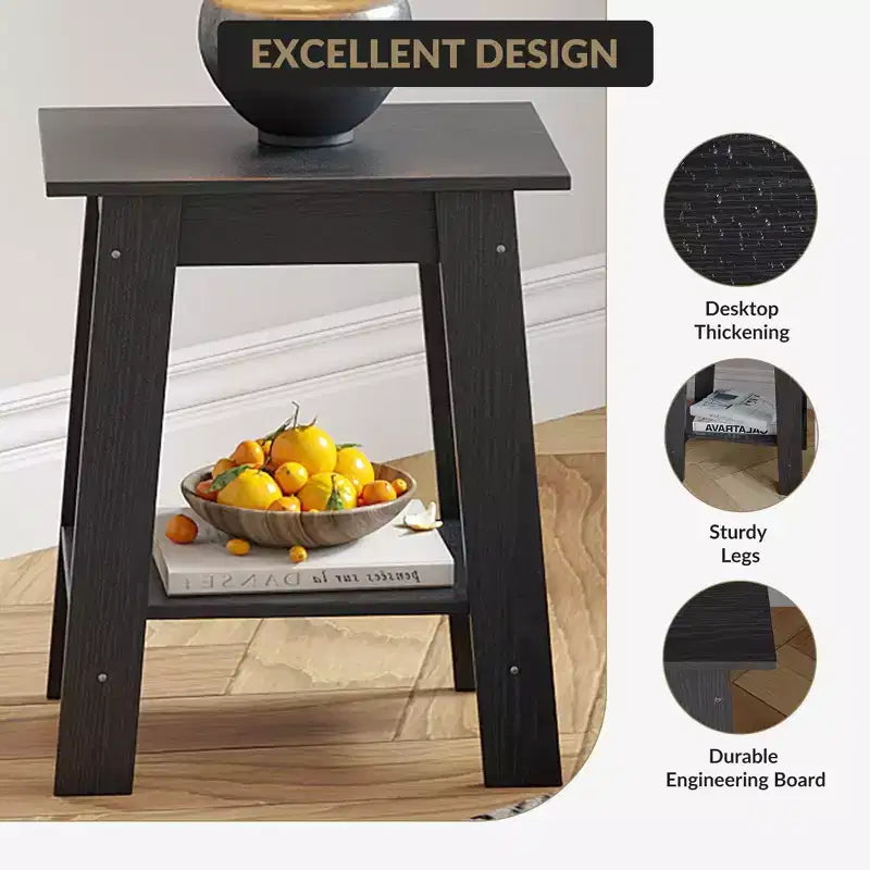 Table d'appoint, bout de canapé avec étagère de rangement à 2 niveaux, pour petits espaces, gris