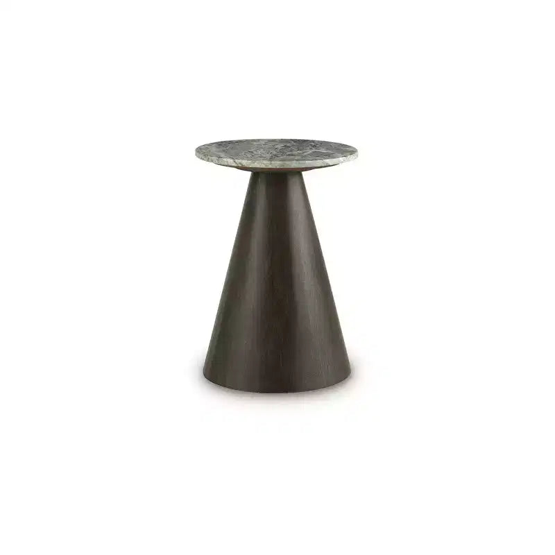 Signature Design by Ashley Waltnor Accent Table - Natural Marble Top with Mango Wood Base, Mixed-Material Design