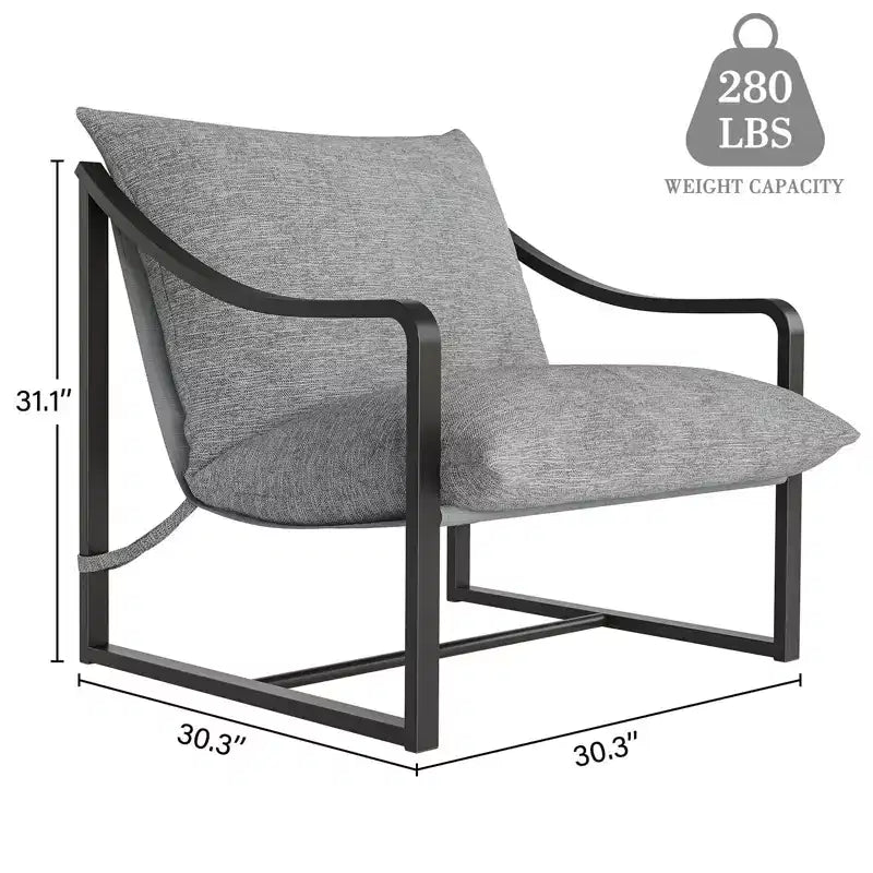 Fauteuil d'appoint moderne type "Sling", Siège polyvalent, Fauteuil de salon douillet, Chaise paresseuse compacte et durable, pour Salon, Bureau et Détente