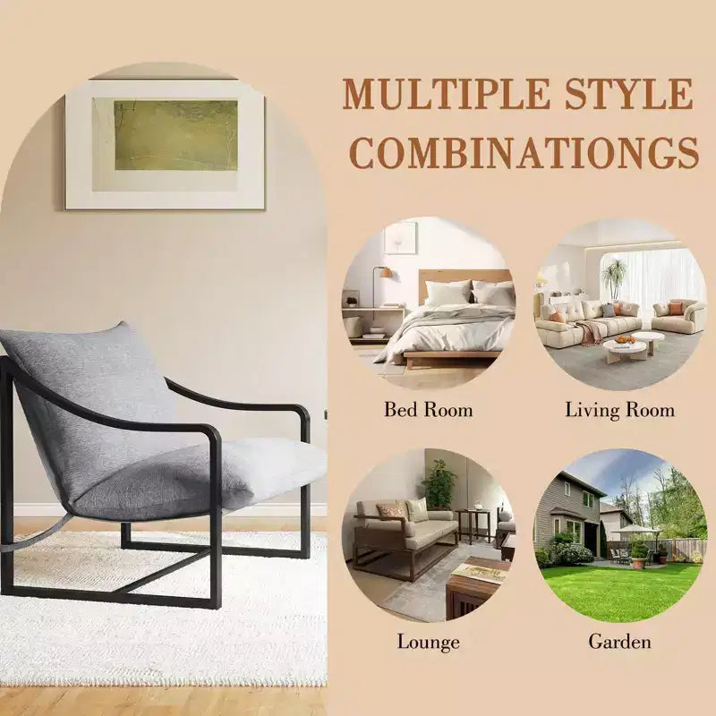 Fauteuil d'appoint moderne type "Sling", Siège polyvalent, Fauteuil de salon douillet, Chaise paresseuse compacte et durable, pour Salon, Bureau et Détente