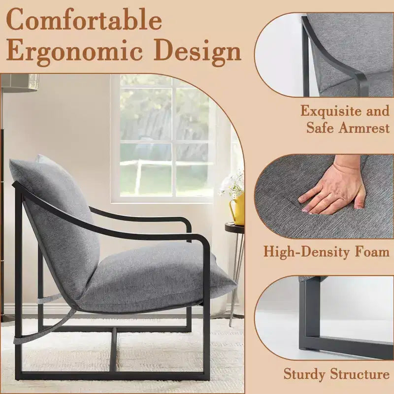 Fauteuil d'appoint moderne type "Sling", Siège polyvalent, Fauteuil de salon douillet, Chaise paresseuse compacte et durable, pour Salon, Bureau et Détente