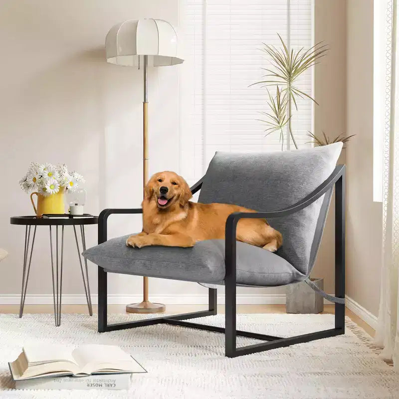 Fauteuil d'appoint moderne type "Sling", Siège polyvalent, Fauteuil de salon douillet, Chaise paresseuse compacte et durable, pour Salon, Bureau et Détente