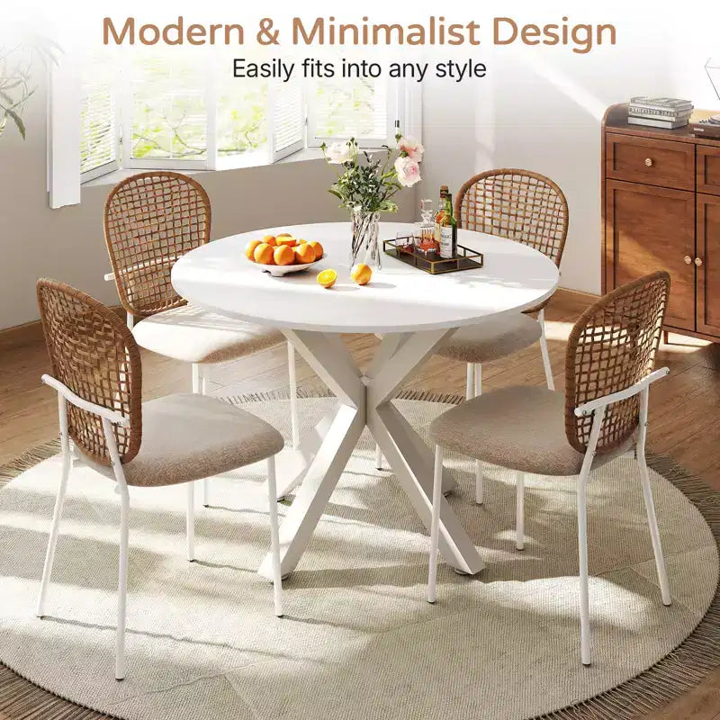 Ensemble de salle à manger Zevemomo 5 pièces mi-siècle pour 4 à 6 personnes, plateau de table en MDF avec pieds en métal, ensemble de table à manger et table basse sur pied