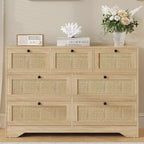 Commode à 7 tiroirs en rotin pour chambre à coucher, commodes et chiffonniers modernes de style ferme, organisateur de rangement en bois pour placard, salon, entrée