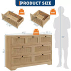 Commode à 7 tiroirs en rotin pour chambre à coucher, commodes et chiffonniers modernes de style ferme, organisateur de rangement en bois pour placard, salon, entrée
