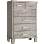 Commode de chambre à 6 tiroirs, 45 po, commodes hautes grises avec rangement, commode en bois pour chambre à coucher, salon, entrée