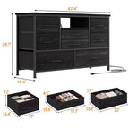 Meuble TV pour chambre à coucher, table console TV avec 8 tiroirs et étagères ouvertes pour salon, couloir