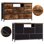 Meuble TV pour chambre à coucher, table console TV avec 8 tiroirs et étagères ouvertes pour salon, couloir