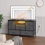 Meuble TV pour chambre à coucher, table console TV avec 8 tiroirs et étagères ouvertes pour salon, couloir