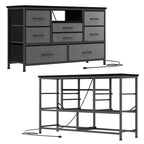 Meuble TV pour chambre à coucher, table console TV avec 8 tiroirs et étagères ouvertes pour salon, couloir