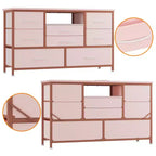 Meuble TV pour chambre à coucher, table console TV avec 8 tiroirs et étagères ouvertes pour salon, couloir