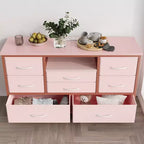 Meuble TV pour chambre à coucher, table console TV avec 8 tiroirs et étagères ouvertes pour salon, couloir