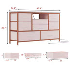 Meuble TV pour chambre à coucher, table console TV avec 8 tiroirs et étagères ouvertes pour salon, couloir