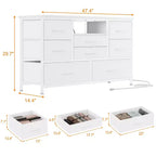 Meuble TV pour chambre à coucher, table console TV avec 8 tiroirs et étagères ouvertes pour salon, couloir