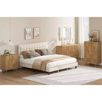 Commode de chambre à 3 tiroirs en chêne naturel, commode moderne de 76 cm de haut avec poignées en métal doré et dispositif anti-basculement, organisateur de commode en bois