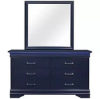 Miroir HomeStock encadré bleu au design traditionnel Louis Philippe – Grand miroir de chambre moderne