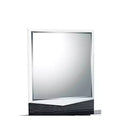 HomeStock Modern Hudson Mirror with High Gloss Finish and Dark Grey Zebrano Trim  Elegant Bedroom Accent