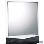 Miroir moderne Hudson de HomeStock avec finition laquée brillante et bordure Zebrano gris foncé - Accent élégant pour chambre à coucher