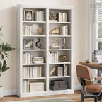 Étagère haute de 189 cm avec 2 rangées de rangement, étagère double largeur à 6 niveaux, bibliothèque autoportante spacieuse pour salon, bureau, bibliothèque