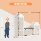 Étagère à livres pour enfants à 6 compartiments, meuble de rangement pour jouets avec coussin d'assise, étagère de rangement pour jouets grande taille, sur pied, pour chambre d'enfant, salon, bureau, blanc