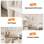 Étagère à livres pour enfants à 6 compartiments, meuble de rangement pour jouets avec coussin d'assise, étagère de rangement pour jouets grande taille, sur pied, pour chambre d'enfant, salon, bureau, blanc