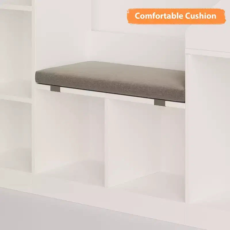 Étagère à livres pour enfants à 6 compartiments, meuble de rangement pour jouets avec coussin d'assise, étagère de rangement pour jouets grande taille, sur pied, pour chambre d'enfant, salon, bureau, blanc