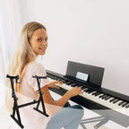 Support de Clavier Réglable en Z Noir, Support de Piano Pliant Robuste en C pour Pianos Électriques de 44 à 88 Touches (1 Unité)