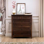 Commode de chambre CuisinSmart à 6 tiroirs, commode marron rustique avec 4 pieds en bois robustes, commode marron foncé pour salon, couloir, entrée