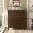 Commode de chambre CuisinSmart à 6 tiroirs, commode marron rustique avec 4 pieds en bois robustes, commode marron foncé pour salon, couloir, entrée