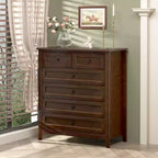 Commode de chambre CuisinSmart à 6 tiroirs, commode marron rustique avec 4 pieds en bois robustes, commode marron foncé pour salon, couloir, entrée