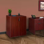 HomeStock 180 in H and 90 in.W Mahogany Wood Utility Storage Cabinets with 2 -Doors and 3 Shelves