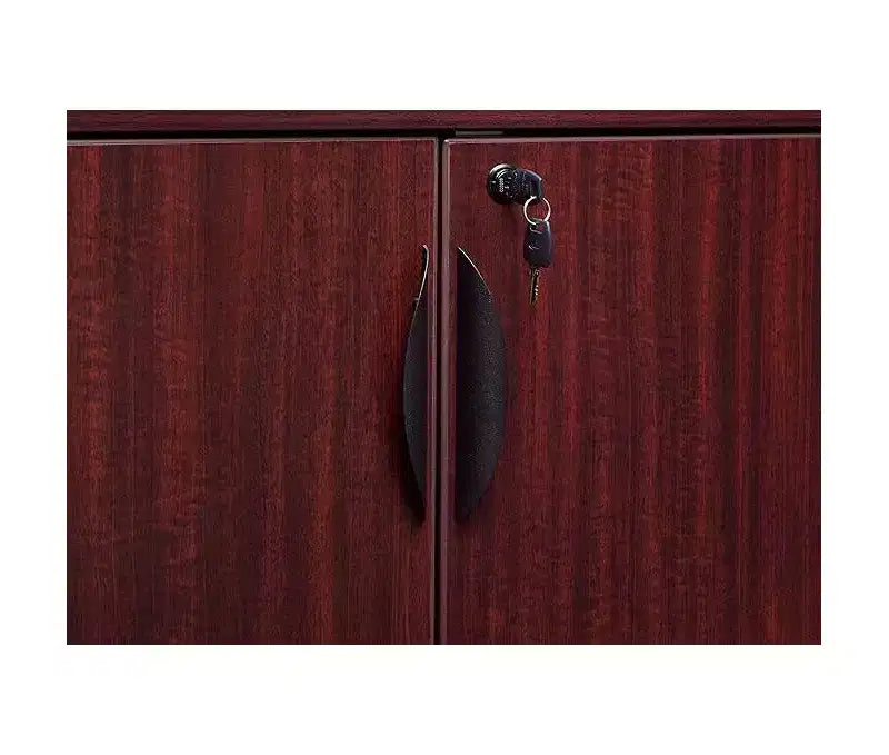 HomeStock Armoires de rangement utilitaires en bois d'acajou de 180 cm de hauteur et 90 cm de largeur avec 2 portes et 3 étagères