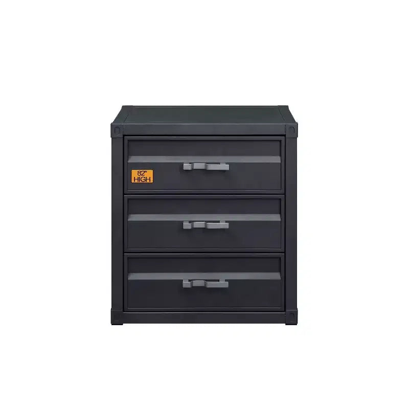 HomeStock CABINET GUNMETAL À TROIS TIROIRS