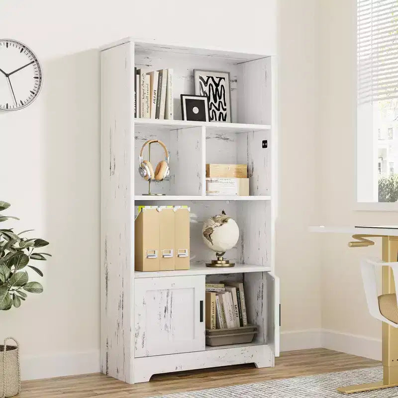 Bibliothèque en bois, bibliothèque avec portes, étagère de rangement pour chambre, convient pour la chambre, le salon, la maison, le bureau