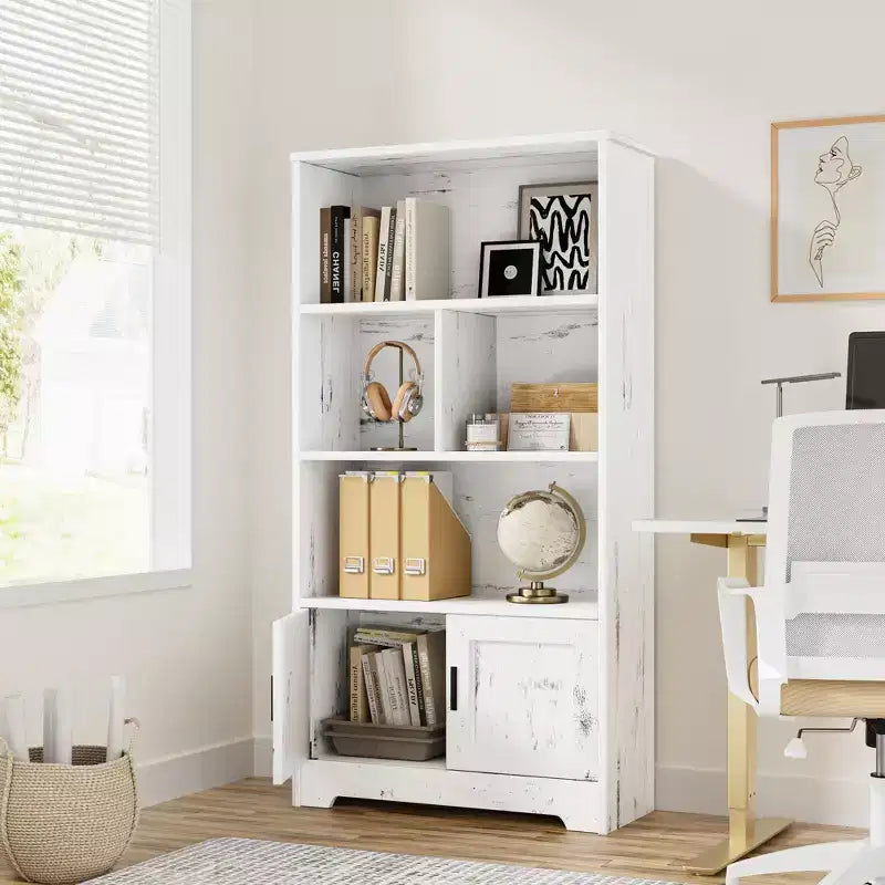 Bibliothèque en bois, bibliothèque avec portes, étagère de rangement pour chambre, convient pour la chambre, le salon, la maison, le bureau