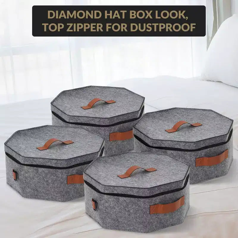 Lot de 4 boîtes de voyage pour chapeaux avec sangle, organisateur en carton rigide pour 3 à 5 casquettes, 43 x 18 cm