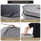 Lot de 4 boîtes de voyage pour chapeaux avec sangle, organisateur en carton rigide pour 3 à 5 casquettes, 43 x 18 cm