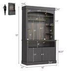 Meuble de bar à café haut COZONY 72 avec lumières LED, meuble de buffet de ferme avec rangement, casier à vin et support pour micro-ondes pour cuisine et salle à manger
