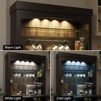 Meuble de bar à café haut COZONY 72 avec lumières LED, meuble de buffet de ferme avec rangement, casier à vin et support pour micro-ondes pour cuisine et salle à manger