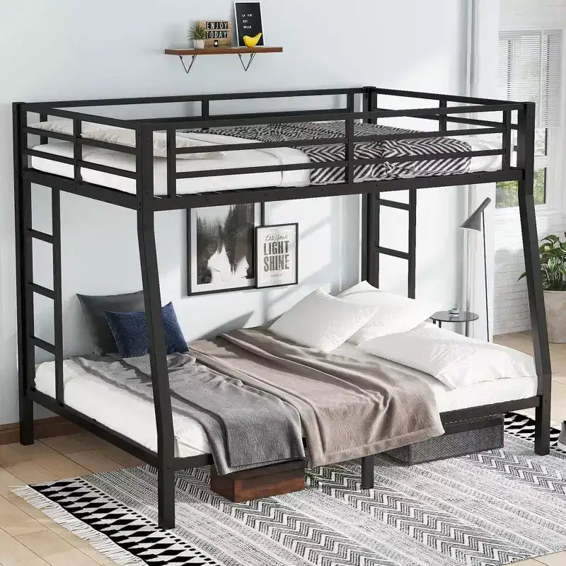 Lit superposé en métal Full XL sur Queen pour adolescents et adultes, gain de place/réduction du bruit/pas besoin de sommier tapissier