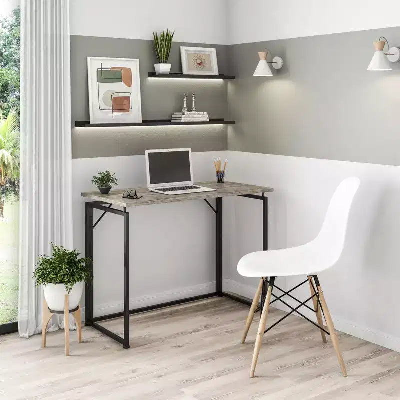 Bureau informatique Okak 39 pouces peu encombrant, bureaux de bureau à domicile avec pieds en métal, bureau debout pour salon, salle de lecture, bureau d'étude