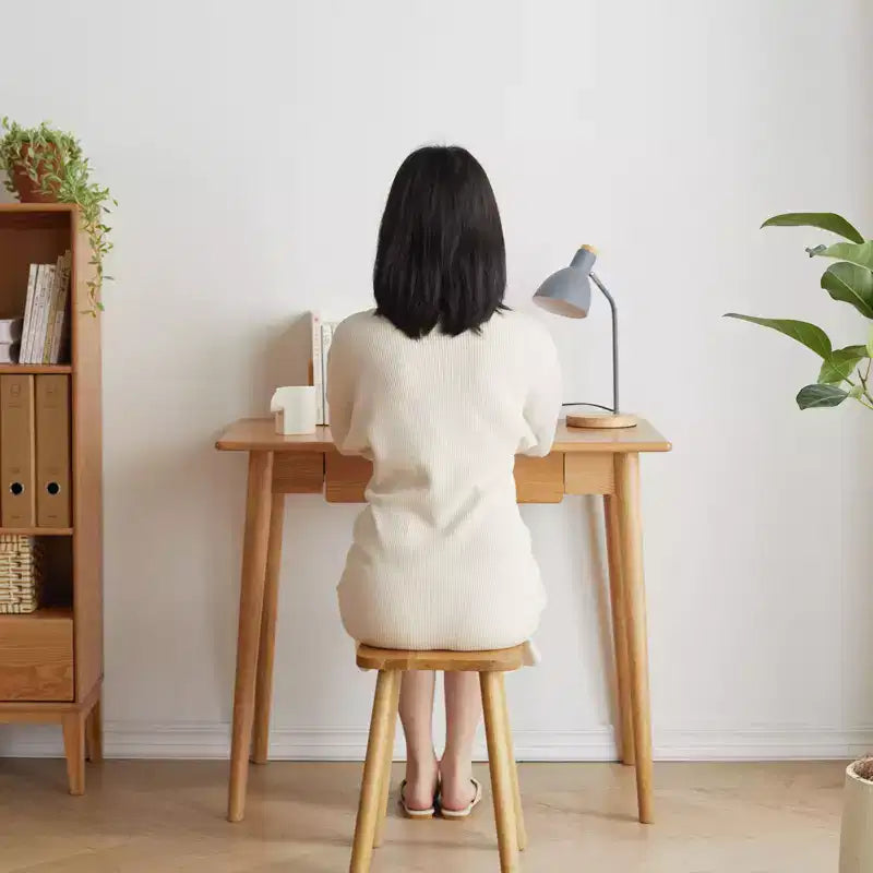 Okak 31.5/39IN Bureaux modernes en bois massif pour la maison, bureau debout avec 1 tiroir, bureau d'écriture pour salon, salle de lecture, bureau d'étude