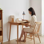 Okak 31.5/39IN Bureaux modernes en bois massif pour la maison, bureau debout avec 1 tiroir, bureau d'écriture pour salon, salle de lecture, bureau d'étude